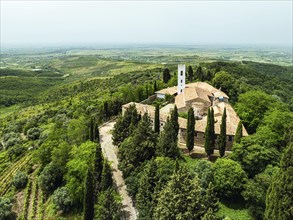 Monastery of Ardenica from a drone, Lushnje, Albania, Europe