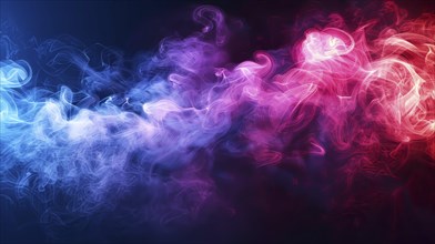 Colorful swirls of red, blue, pink, and purple smoke in an abstract design with a neon gradient