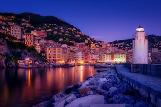 Camogli seen from the sea, Liguaia, Italy, Europe