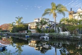 Houses along the Venice Canals in Los Angeles, California