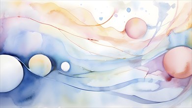 Abstract illustration embodies mindfulness meditation with gentle swirling patterns in pastel