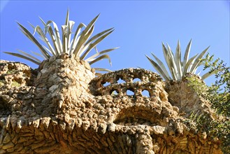Antoni Gaudi, Park Guell, UNESCO World Heritage Site, Barcelona, Catalonia, Spain, Europe, stone