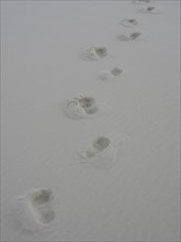 Footprints in the sand, minimalist and quiet scene on the beach, Spiekeroog, Germany, Europe