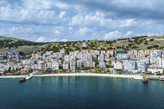 Saranda from a drone, Albanian Riviera, Albania, Europe