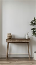 A scandinavian wooden cabinet in home interior, AI generated