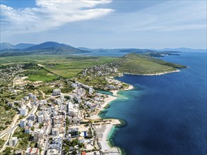 Saranda from a drone, Albanian Riviera, Albania, Europe