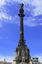 Monument a Colom, Colombus Column, Barcelona, Catalonia, Spain, Europe, High column with statue and