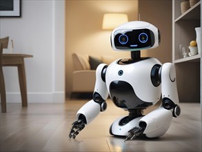 Android, Robot to help with housework in the living room, Symbolic image of artificial intelligence