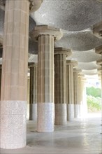 Antoni Gaudi, Park Guell, UNESCO World Heritage Site, Barcelona, Catalonia, Spain, Europe, row of