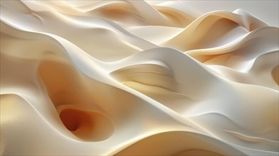 Abstract beige and cream wavy patterns with a soft and serene appearance, AI generated