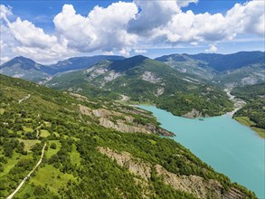 Bovilla Lake and Mountains, Bovilla Reservoir, Tirana, Albania, Europe