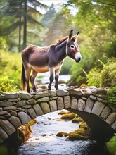 Mnemonic bridge, a mental aid to memorise something, a donkey crosses a stone bridge over a stream,