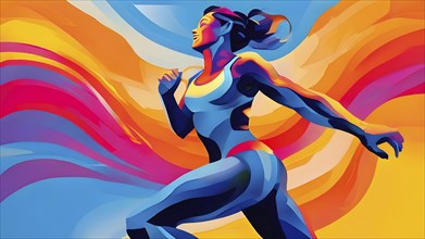 Abstract vibrant illustration capturing fitness and physical well being with bold dynamic lines, AI