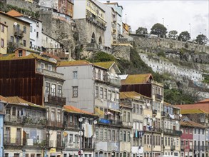 View of historic buildings and hanging gardens on a hillside in a picturesque town, The old town of