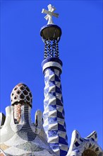 Antoni Gaudi, Park Guell, UNESCO World Heritage Site, Barcelona, Catalonia, Spain, Europe, A tall,