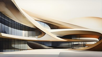 Abstract watercolor composition of futuristic architecture with minimalistic modern bio style, AI