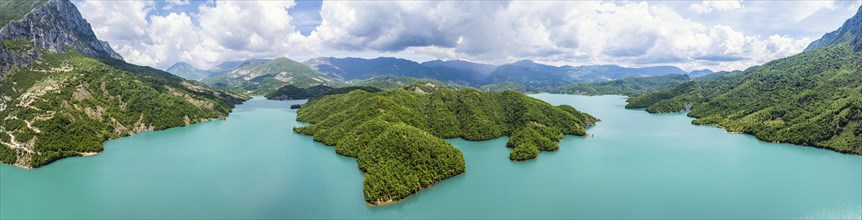 Bovilla Lake and Mountains, Bovilla Reservoir, Tirana, Albania, Europe