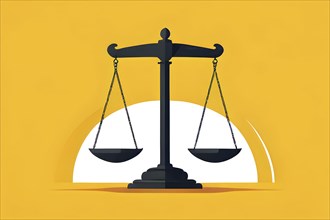 Abstract minimalistic illustration of balanced scales representing justice and law, AI generated