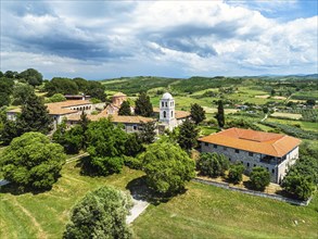 Apollonia Archaeological Park from a drone, Pojan, Albania, Europe