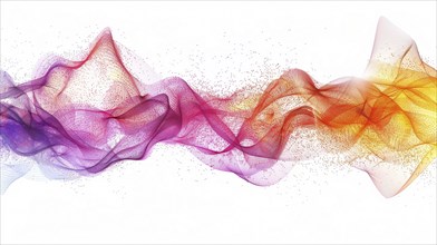 Abstract flowing mesh in gradient colors with a white background, AI generated