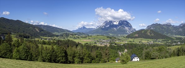 Ennstal, behind the Grimming, panoramic view, near Aigen im Ennstal, Styria, Austria, Europe