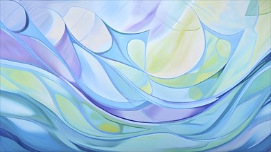 Abstract illustration embodies mindfulness meditation with gentle swirling patterns in pastel