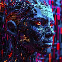 Abstract illustration of artificial intelligence as an intricate web of neural networks, AI