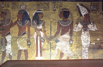 Valley of the Kings, Tutankhamun's tomb, wall painting in the pharaoh's tomb, Egyptian Museum