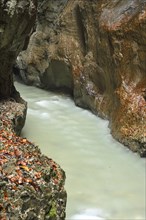 Landscape Partnach Gorge in autumn, Bavaria, Germany, Europe