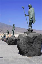 Statues of the Guanche Kings or Mencey Statues, in front Guanche King Adjona, promenade of