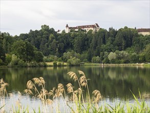 Sulmsee, with Seggau Castle in the background, near Leibnitz, Styria, Austria, Europe