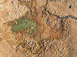 Aerial view, top-down view, small lake on the high plateau of the Gurgler Seenplatte, near