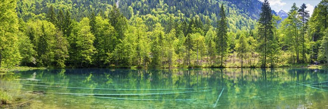 Christlessee, a mountain lake in the Trettachtal valley, near Oberstdorf, Oberallgaeu, Allgaeu,