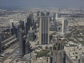 Spacious city view with many skyscrapers and an urban area, Dubai, Arab Emirates