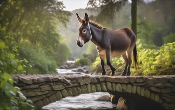 Mnemonic bridge, a mental aid to memorise something, a donkey crosses a stone bridge over a stream,