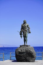 Statues of the Guanche Kings or Mencey Statues, in front Guanche King Adjona, promenade of