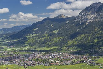 Mountain panorama from south-west on Oberstdorf, Oberallgaeu, Allgaeu, Bavaria, Germany, Europe