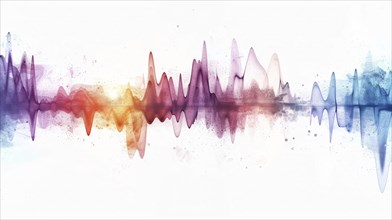 Abstract sound wave in vibrant gradient colors with a white background, AI generated