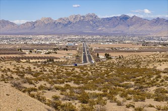 Interstate 10 through the desert leading into Las Cruces, New Mexico, United States of America,