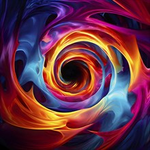 Swirling tunnel in vibrant abstract digital art colliding in a dynamic motion, AI generated