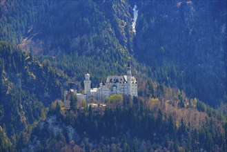 Neuschwanstein Castle near Hohenschwangau in early spring, Romantic Road, Ostallgaeu, Bavaria,