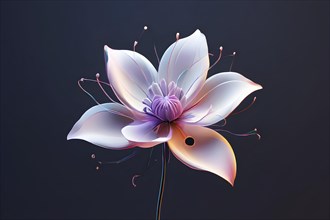 Digital rendered flower evolving in a futuristic forward botanical concept with minimalistic forms,