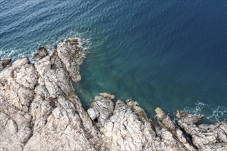 Aerial view, detail of the coast of the island of Pag, Zadar, Dalmatia, Croatia, Europe