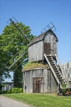 Old wooden windmill in Vaexjoe, Smaland county, Sweden, Scandinavia, Europe