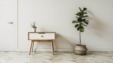 A cozy scandinavian furniture in a home interior, AI generated