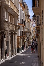 Small alley in the old town of Cadiz, Andalusia, Spain, Europe