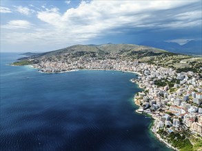 Saranda from a drone, Albanian Riviera, Albania, Europe