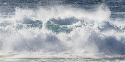 Surf waves, rocky coast near Los Hervideros, Lanzarote, Canary Islands, Canary Islands, Spain,
