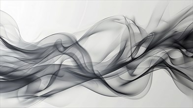 Abstract black and white wavy smoke patterns with a minimalist and ethereal feel, AI generated