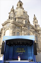 Emmanuel Macron (President of the French Republic) speaks at the Fete de l'Europe on the Neumarkt